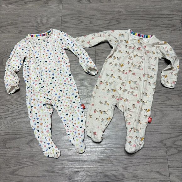 Magnetic Me Bundle 0-3 Months Organic Cotton & Bamboo Footie Sleepers Ruffle - Picture 1 of 7
